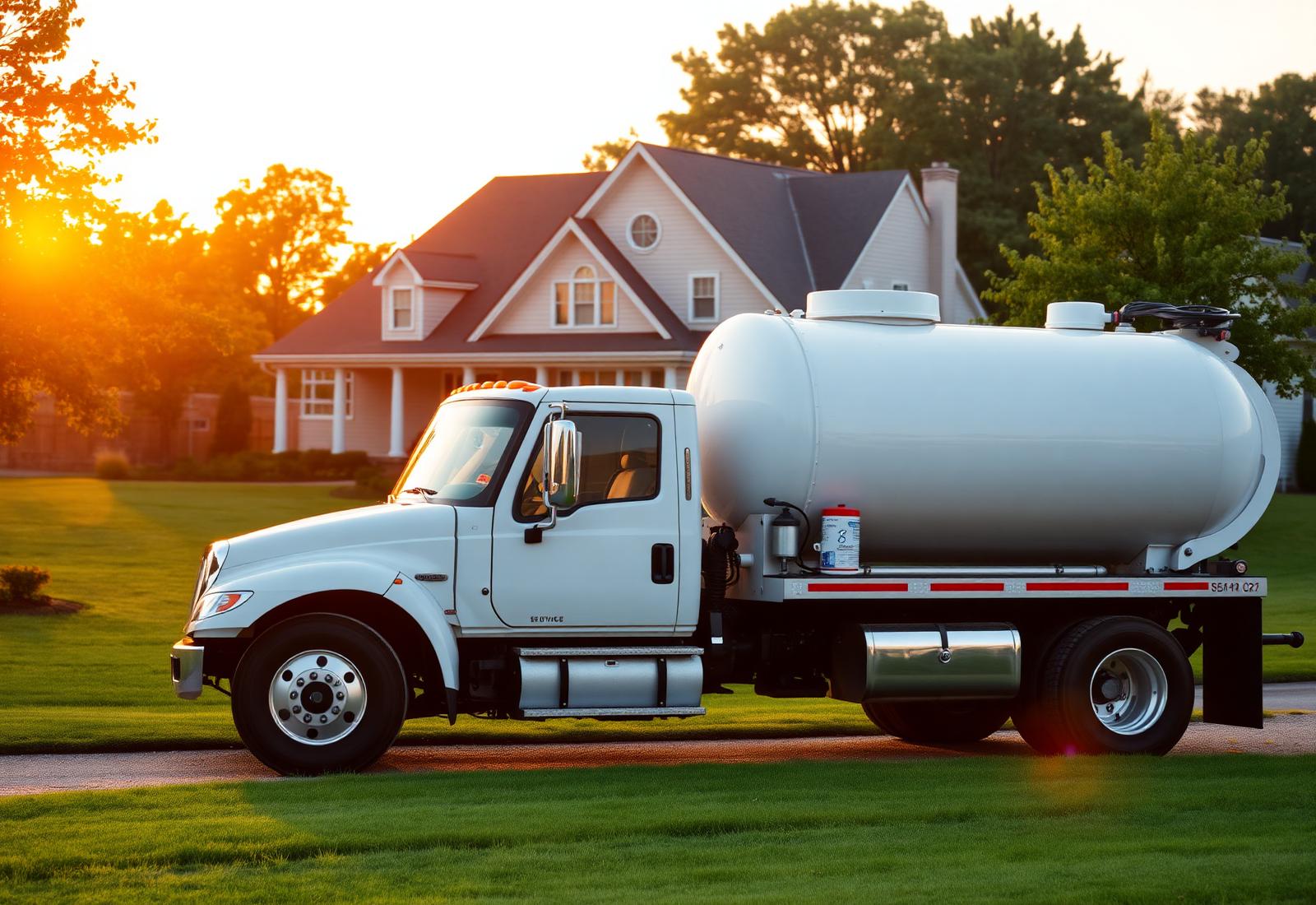 A Paul Jones Septic Tank service truck at a Moore County NC home